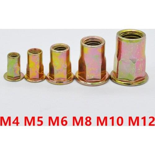 Rivnuts Hex Rivet Nut Steel with Zinc M4 M5 M6 M8 M10 Flat Head half Hex Pull Rivet Nut Rivnut Inserts Nut