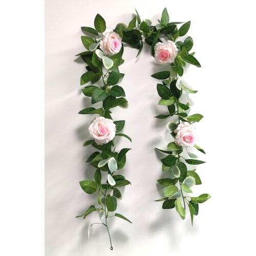 Rose Sunflower Artificial Rattan Wedding Background Home Wall Decoration Hanging Plastic Rattan Artificial Plants 1.8m