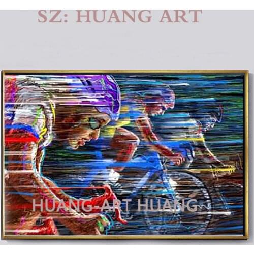 Hand-painted real image abstract oil paintings high quality bicycles on the canvas painting art home decoration to the living ro