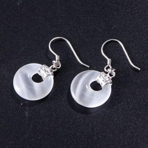 SA SILVERAGE 1.6cmx1.4cm 3.06g Water Drop Earrings 925 925 Sterling Silver Jewelry Black Agate Opal Fashion Ladies Earrings