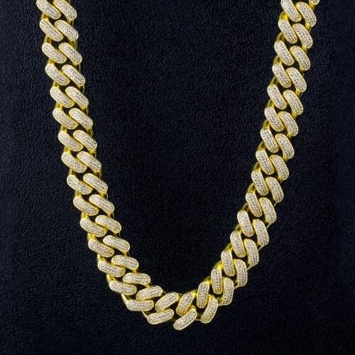 18mm Iced Out Cuban Chain Link Bracelet Choker Necklace Gold Fashion Hip Hop 7/18/20/24 Inch Rapper Jewelry