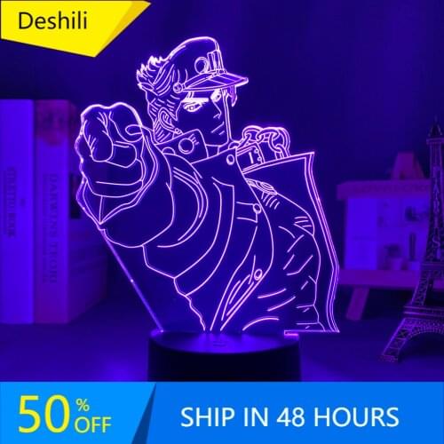 3d Light Anime JoJo Bizarre Adventure Jotaro Kujo for Bedroom Decor Light Birthday Gift for Him Jojo Led Lamp Manga