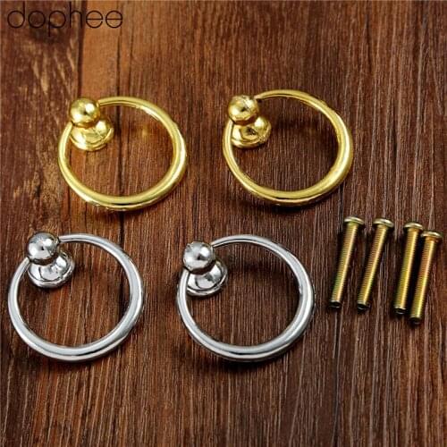 2Pcs 37MM Antique Furniture Handles Vintage Cabinet Knob and Handle Kitchen Cabinet Drawer Ring Pull Handles Furniture Fittings