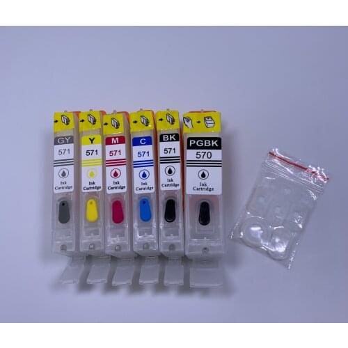 YOTAT 6pcs Refillable ink cartridge PGI-570 CLI-571 PGI-570XL for Canon PIXMA MG7750 MG7751 MG7752 MG7753 TS9055 TS8050 TS8051