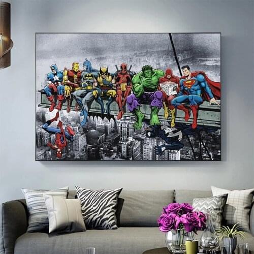 Marvel movies funny superhero anime posters and prints Quadro canvas painting wall art pictures for living room home decoration