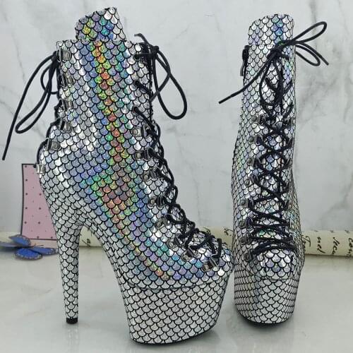 Leecabe 17CM/7Inch Womens Platform boots party High Heels Shoes Pole Dance shoes