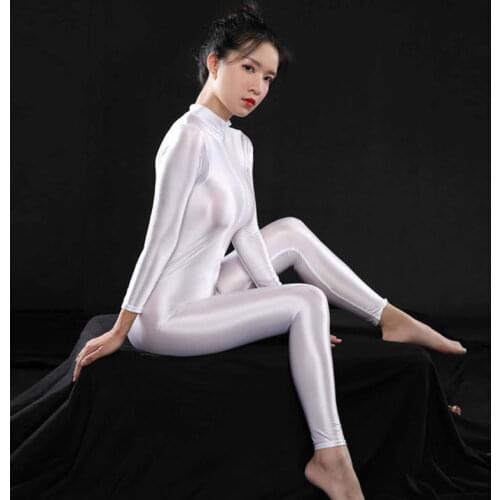 Lady Oil Shiny Gloosy Full Body Shapewear Zentai High Elastic Bodysuit Wetlook Body Sexy Catsuit Lingerie Club Bodystocking