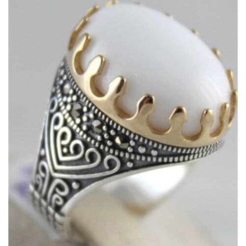 Vintage Gothic Gold Crown Moonstone Engagement Ring Luxury Brand Natural Opal Stone Wedding Rings for Women Boho Promise Jewelry