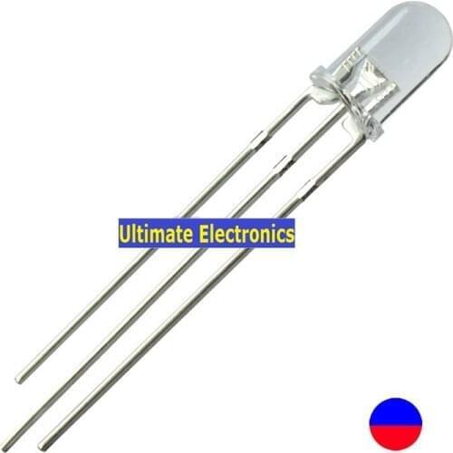 1000pcs F5 red and blue transparent Common Cathode/Anode 5MM LED transparent double color round top clear