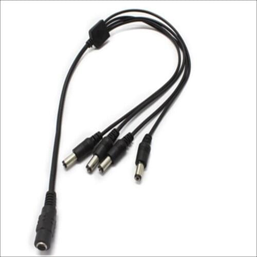 2PCS/LOT DC Power Jack Splitter Adapter Connector Cable 1 DC Female To 4 Male plug for Security CCTV Camera and LED Strip