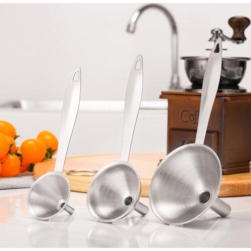 3pcs/Set Hot Stainless Steel Funnels Canning Detachable Strainer Filter Mini Funnel Kitchen Accessories Home Garden Tools L*5