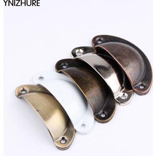 30pcs 81mm*33mm 5 Colors Imitation Brass Iron Antique Shell Cup Drawer Cupboard Cabinet Door Pull Handles In Stock