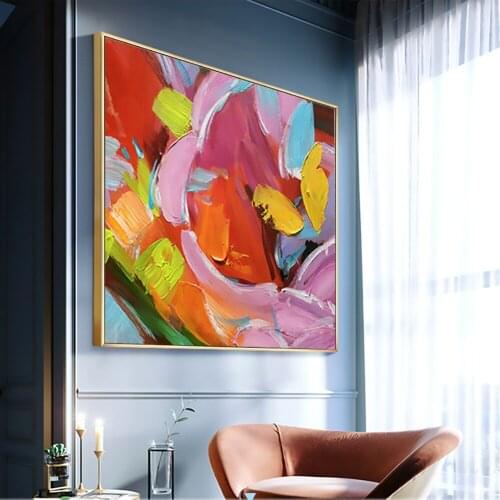 Abstract Colourful Wall Art Canvas Thick Oil Painting Handmade Club Office Home Decoration Hand Painted Abstract Wall Pictures