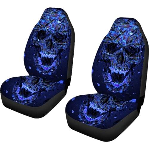 Skeleton Skull Pattern Car Seat Cover Front 2PCS,Universal Fits Cars,SUV,Trucks For Peugeot 206 207 307 308 2008 Tesla Model 3