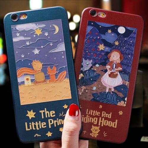 Luxury 3D Emboss Relievo Case for iPhone 11 Pro Max XS Max Fitted Soft Prince Little Red Hat Cover XR 8 7 6S Plus 12 Mini Fundas