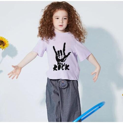 Childrens Short Sleeve T-shirt Summer Harajuku T-shirts Boy Kid Boys Girls Tops Shirts 2021 Retro Rock Fashion Cartoon O-neck