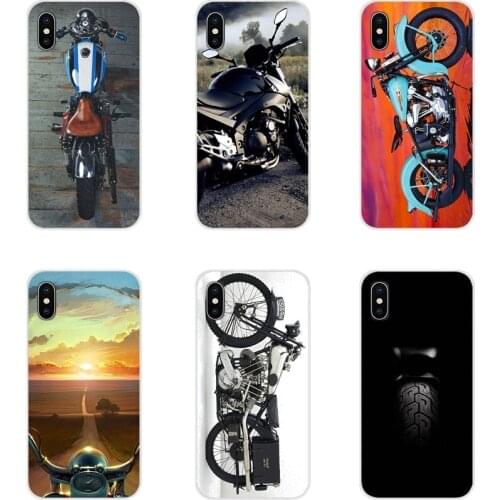 For Apple iPhone X XR XS 11Pro MAX 4S 5S 5C SE 6S 7 8 Plus ipod touch 5 6 TPU Transparent Cases Cover Vintage Classic Motorcycle