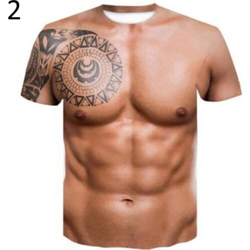 Hot T-Shirt Men 3D Muscle Print Summer O-Neck Short Sleeve Male T shirts Streetwear Top New T-Shirt Men Short