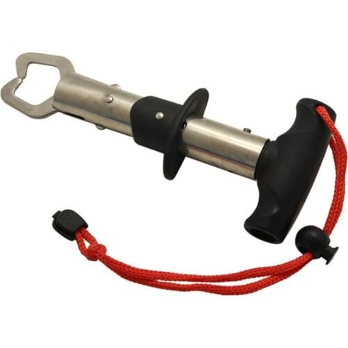 Stainless Steel Fishing Lip Grips Fish Controller Fishing Pliers Grabber With Lanyard T-type Fishing Gripper