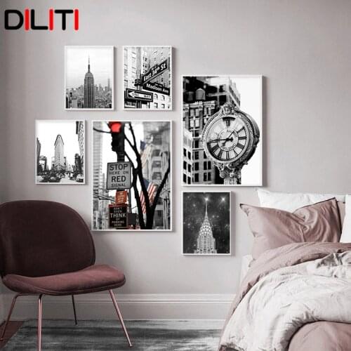 New York City Empire State Building Canvas Painting Black White Wall Art Nordic Posters And Prints Pictures For Living Room