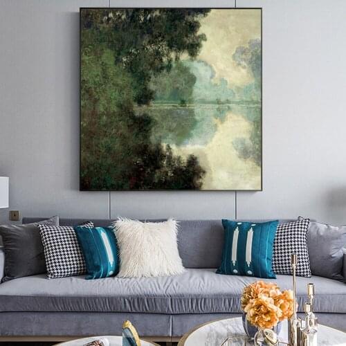 Monet Canvas Painting Oil Posters Landscape Retro Classical Pictures On Loft Frameless Wall Art Prints for Interior Squre
