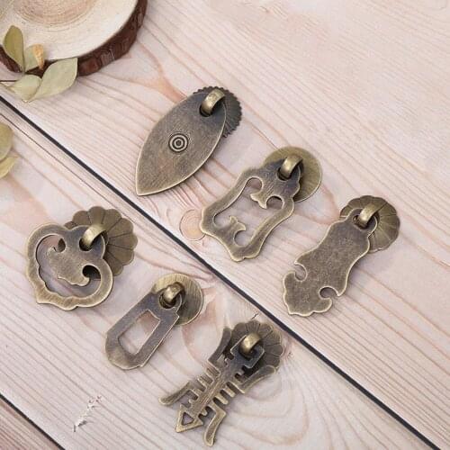 Chinese furniture drawer antique small handle wardrobe door bronze handle new Chinese single hole pure brass handle