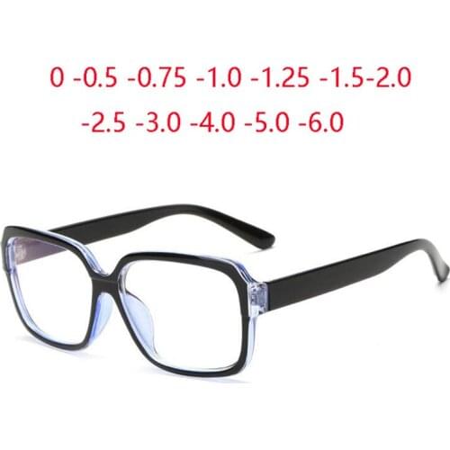 1.56 Anti UV400 Minus Degree Square Prescription Spectacles Frame Women Men Plastic Shortsighted Eyeglasses 0 -0.5 -0.75 To -4.0