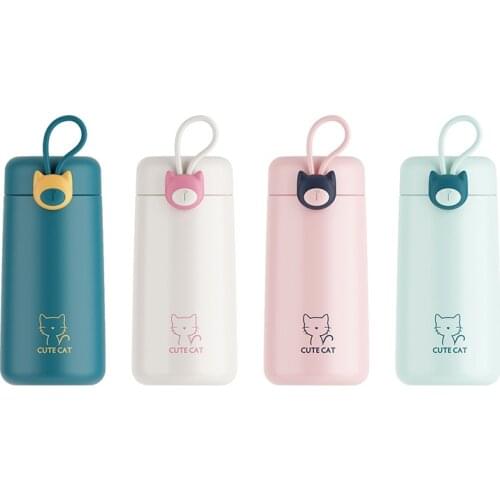 Mini cute cat Stainless steel Thermos Water Bottle Portable Vacuum Flask In Pocket With Tea Infuser Thermos Cup for women