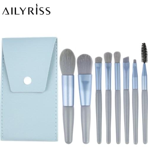 8 PCS Mini Makeup Brush Set Premium Synthetic Foundation Brush Powder Concealers Brush Eyelash Eye shadow Eyebrow Brush Lip