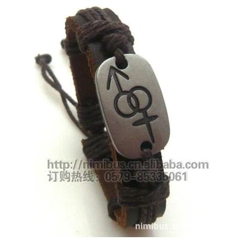 New products for 2012 Christmas heart to heart symbol metal vintage belt wrap rope men leather bracelets bangles for women