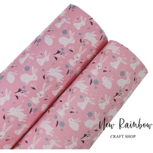 New Rainbow 30x22cm/A4 Special Easter Bunny Soft Litchi Faux Leatherette Sheet For Hair Bows, DIY Earrings, Accessories, Craft