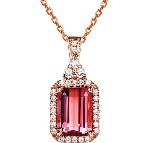 LITTLE SQUARE RUBY GEMSTONES RED CRYSTAL SMALL PENDANT NECKLACES FOR WOMEN DIAMONDS 14K ROSE GOLD CHOKER JEWELRY BIJOUX BAGUE