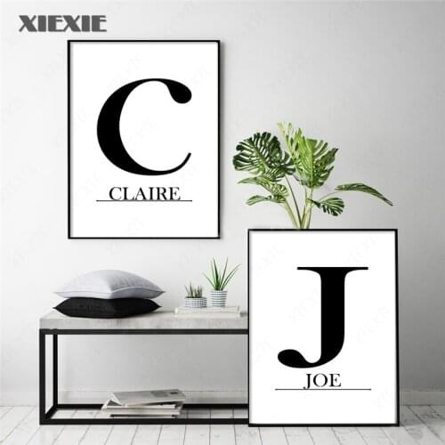 Personalized Custom Made Couples Initial Letter Name Print Canvas Colorful Style Posters and Prints for Living Room Home Decor