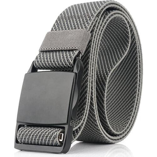 Men Belt Alloy Magnetic Buckle Quick Release Casual Elastic Stretch Jeans Belt Training Adjustable Tactical Belts High Quality