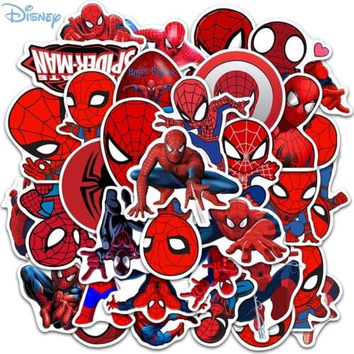 Marvel Hero Spider-man Stickers 10-50Pcs Disney Avengers Cool Iron Man Laptop Guitar Luggage Waterproof Sticker Kids Girl Toys