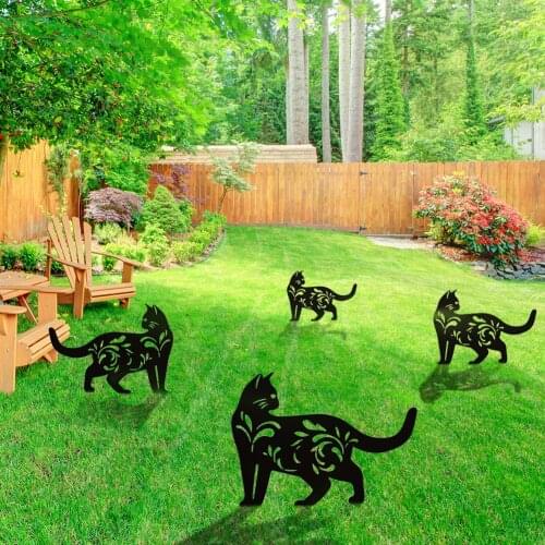 Garden Decoration Hollow Simulation Cat Dogs Insert Card Silhouette Stake Outdoor Art Acrylic Cat Silhouette Stake Sculpture