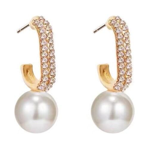 2021 Korean Fashion C-shaped Ear Hook Simple Wild Pearl Earrings Retro Earrings Jewelry Wholesale