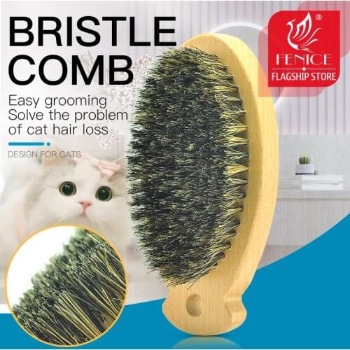 Fenice Professional pet grooming dog cat hair massage comb, pig bristle brush, static-free dog and cat cleaning combing brush