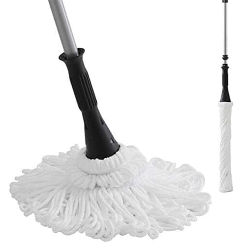 Microfiber Twist Mop Silver 57.5 Inches Dust Mops Washing Mop Hand Release Floor Cleaning with 1 Removable Washable Head