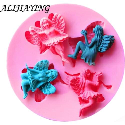 1Pcs Cute Angel girl Flower Fairy silicon mold Non-Stick Cake decoration tools Cake mold Fondant Chocolate Molds D0463