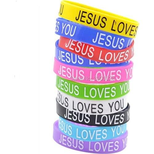 300pcs Jesus loves you silicone wristband bracelet free shipping