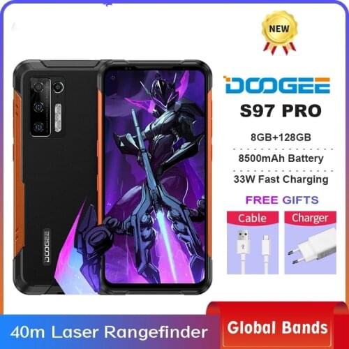 DOOGEE S97 Pro Rugged Phone 40m Laser Rangefinder 48MP QuadCamera Cellphone Helio G95 Octa Core 8GB+128GB SmartPhone 8500mAh NFC