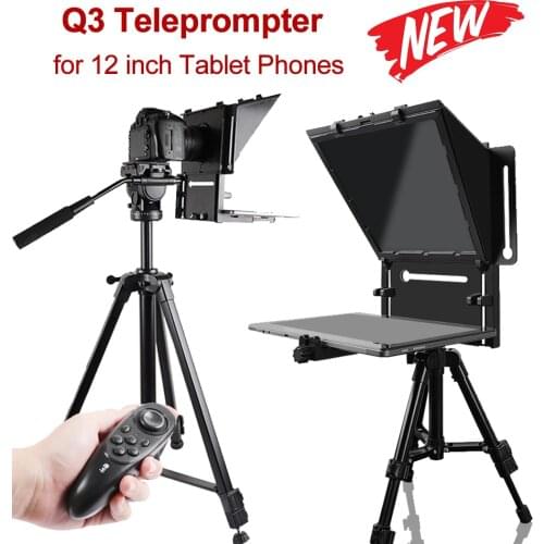 QIYE Q3 Teleprompter Prompter For Live Streaming Interview Video for 12 inch Tablet Phone iPad Prompting Smartphone Camera
