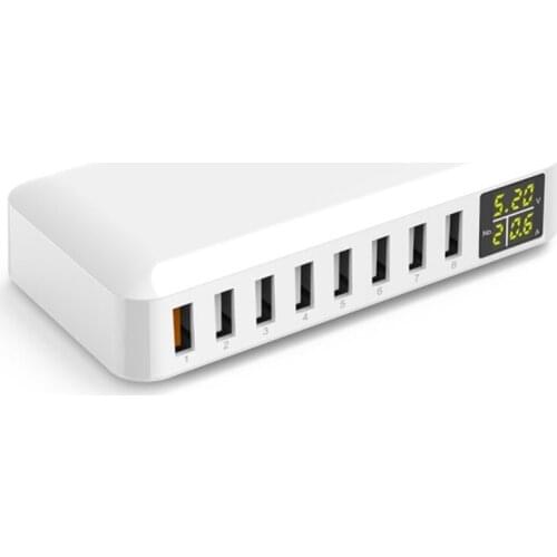60W 8 Port USB Fast Charger QC3.0 HUB Smart Quick Charge LED Display Multi USB Charging Station for Mobile Phone