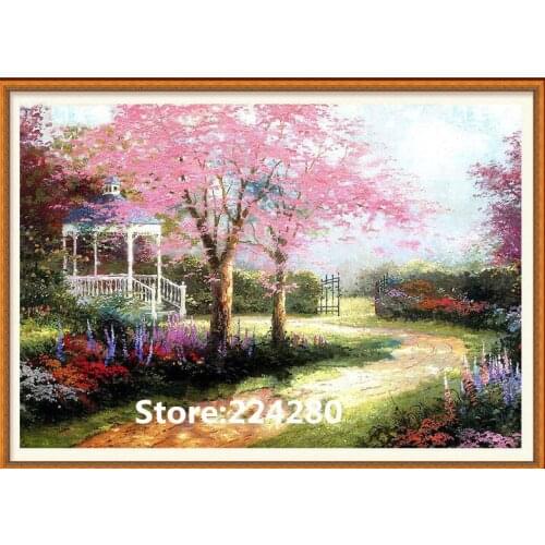 Needlework,embroidery,DIY Cherry Blossom forest garden scenery Cross stitch kits,Art Pattern counted Cross-Stitching decor