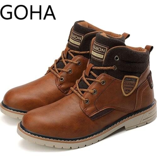 High Quality Brown Mens Boots Winter Fashion Ankle Boots Men Leather Shoes 2021 Casual Boots Man Comfortable botte homme cuir