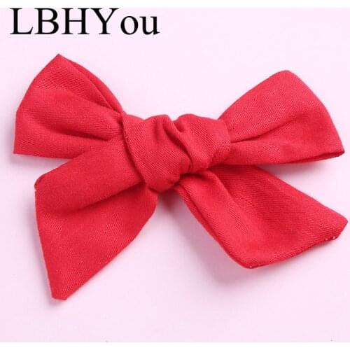 1pcs Blend Cotton Bows Hair Clips For Girls,Soild Colors Knotbows Baby Hairpins,Toddler Girls Hair Accessories