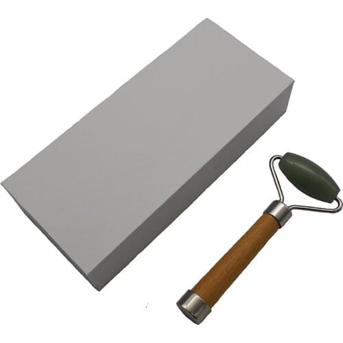 Green Jade Roller With Wooden Handle For Eye Massage, Gua Sha Treatment