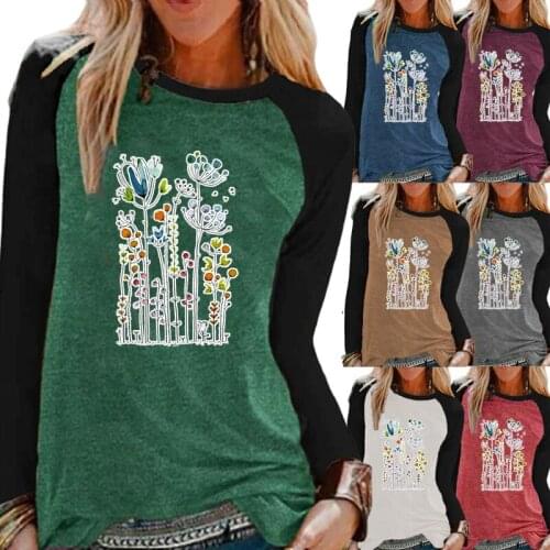 Clothing for Women Long Sleeve Round Neck Loose Shirt Casual T-shirt Plus Size Fashion Printing Autumn and Winter Tops-tees