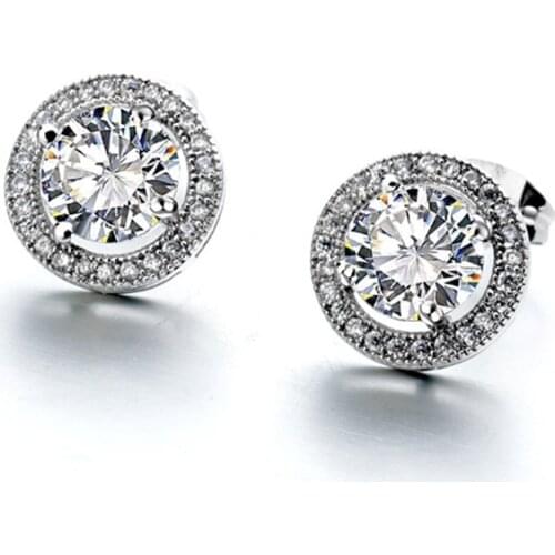 Fashion jewelry 925 Sterling silver Needle Hollow Carved Earrings Female Crystal from Austrian Woman Christmas gift